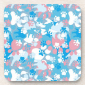 Dog Pink en Blue Camouflage Pattern Drankjes Onderzetter (Voorkant)