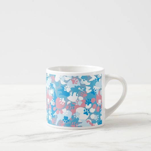 Dog Pink en Blue Camouflage Pattern Espresso Kop (Rechts)