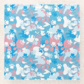 Dog Pink en Blue Camouflage Pattern Glazen Onderzetter (Voorkant)