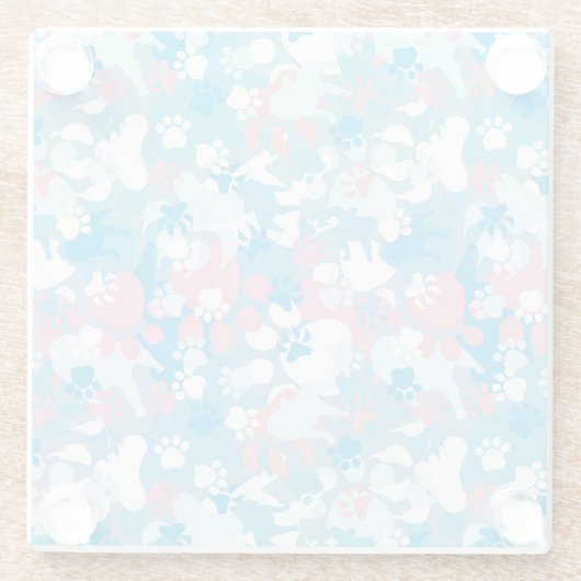 Dog Pink en Blue Camouflage Pattern Glazen Onderzetter (Achterkant)