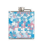 Dog Pink en Blue Camouflage Pattern Heupfles (Achterkant)