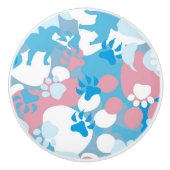 Dog Pink en Blue Camouflage Pattern Keramische Knop (Voorkant)