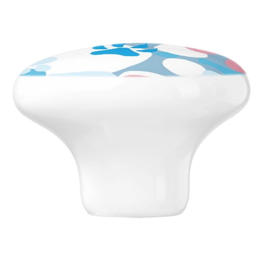 Dog Pink en Blue Camouflage Pattern Keramische Knop (Zijkant)