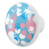 Dog Pink en Blue Camouflage Pattern Keramische Knop (Rechts)