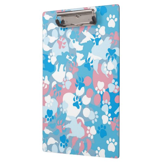 Dog Pink en Blue Camouflage Pattern Klembord (Links)