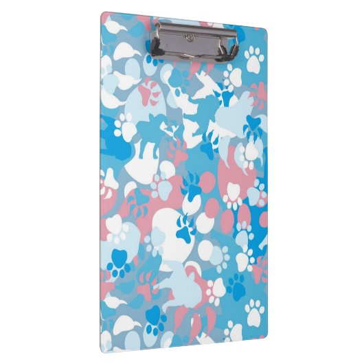 Dog Pink en Blue Camouflage Pattern Klembord (Rechts)