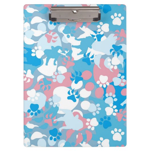 Dog Pink en Blue Camouflage Pattern Klembord (Voorkant)