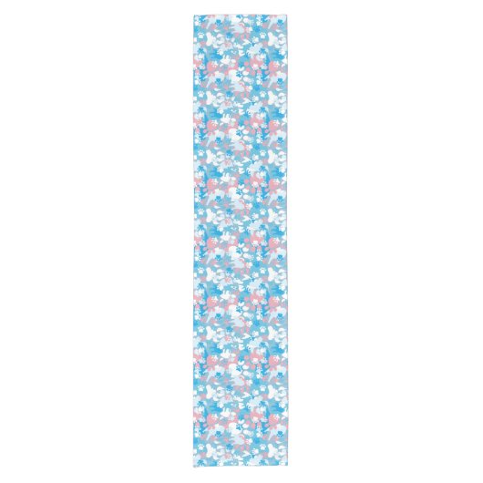 Dog Pink en Blue Camouflage Pattern Korte Tafelloper (Voorkant)