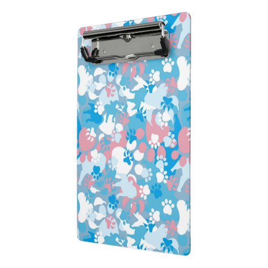Dog Pink en Blue Camouflage Pattern Mini Klembord (Angled2)
