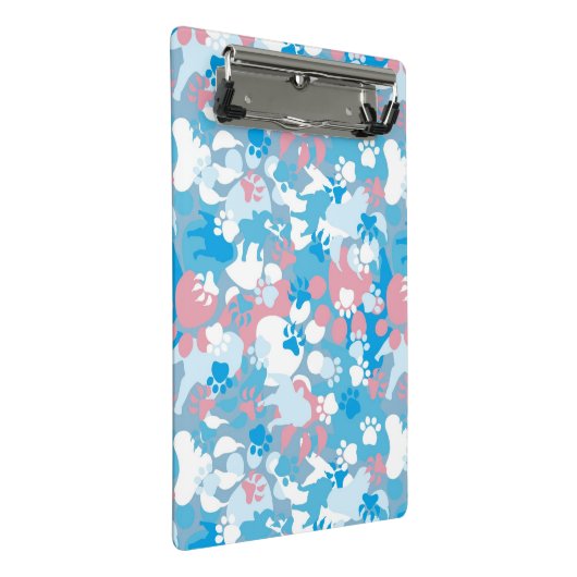Dog Pink en Blue Camouflage Pattern Mini Klembord (Schuin)