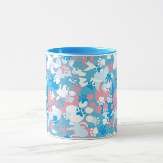 Dog Pink en Blue Camouflage Pattern Mok (Midden)