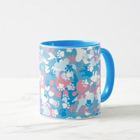 Dog Pink en Blue Camouflage Pattern Mok (Voorkant rechts)