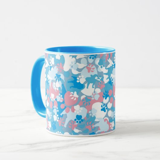 Dog Pink en Blue Camouflage Pattern Mok (Voorkant links)
