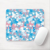 Dog Pink en Blue Camouflage Pattern Muismat (Met muis)