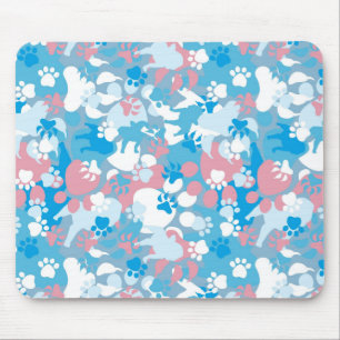 Dog Pink en Blue Camouflage Pattern Muismat