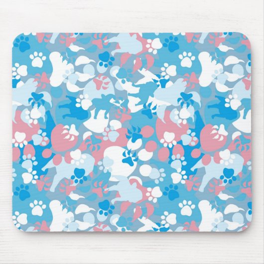 Dog Pink en Blue Camouflage Pattern Muismat (Voorkant)