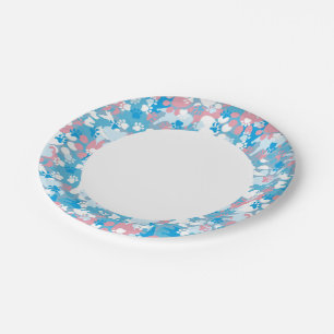 Dog Pink en Blue Camouflage Pattern Papieren Bordje