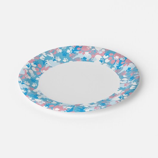 Dog Pink en Blue Camouflage Pattern Papieren Bordje (Gekanteld)