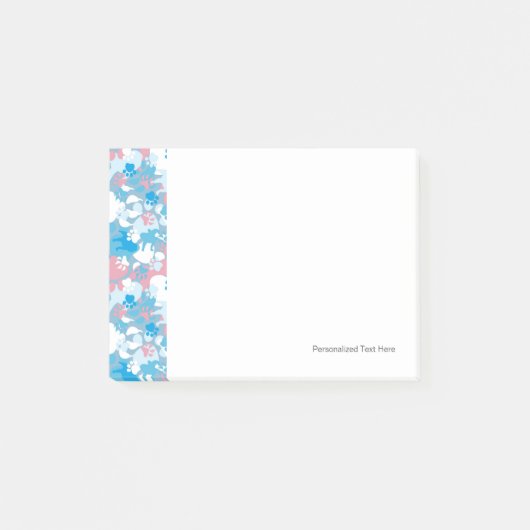Dog Pink en Blue Camouflage Pattern Post-it® Notes (Voorkant)