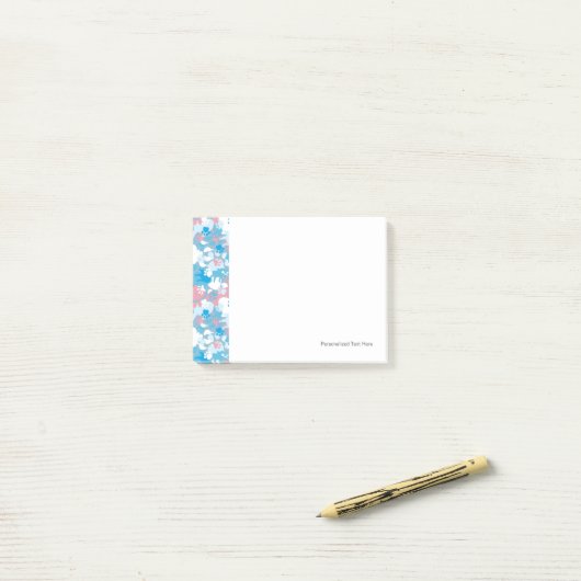 Dog Pink en Blue Camouflage Pattern Post-it® Notes (Op bureau)