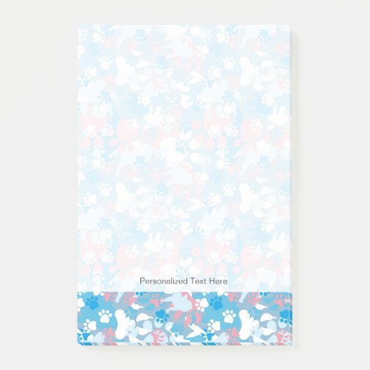 Dog Pink en Blue Camouflage Pattern Post-it® Notes (Voorkant)