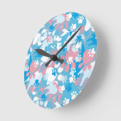 Dog Pink en Blue Camouflage Pattern Ronde Klok (Hoek)
