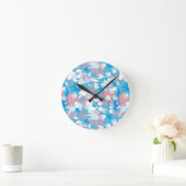 Dog Pink en Blue Camouflage Pattern Ronde Klok (Huis)