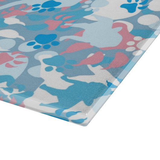 Dog Pink en Blue Camouflage Pattern Snijplank (Hoek)