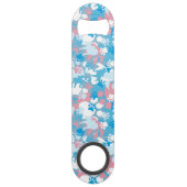 Dog Pink en Blue Camouflage Pattern Speed Flessenopener (Achterkant)