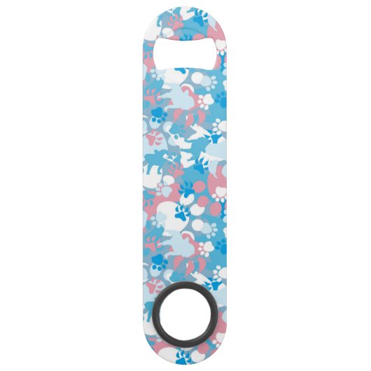 Dog Pink en Blue Camouflage Pattern Speed Flessenopener (Achterkant)