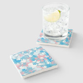 Dog Pink en Blue Camouflage Pattern Stenen Onderzetter (Zijkant)