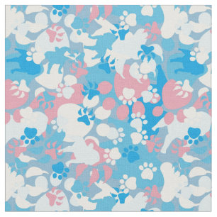 Dog Pink en Blue Camouflage Pattern Stof