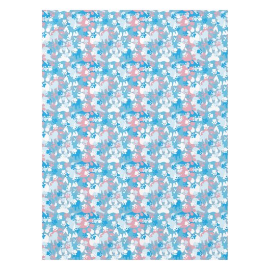Dog Pink en Blue Camouflage Pattern Tafelkleed (Voorkant)