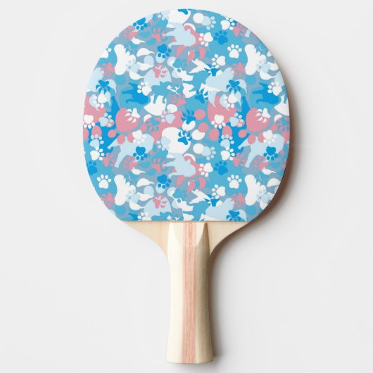 Dog Pink en Blue Camouflage Pattern Tafeltennisbatje (Voorkant)
