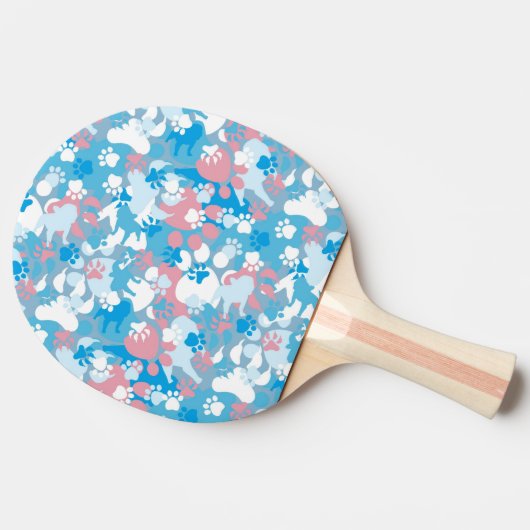 Dog Pink en Blue Camouflage Pattern Tafeltennisbatje (Zijkant)