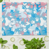 Dog Pink en Blue Camouflage Pattern Theedoek (Gevouwen)