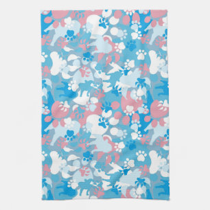 Dog Pink en Blue Camouflage Pattern Theedoek