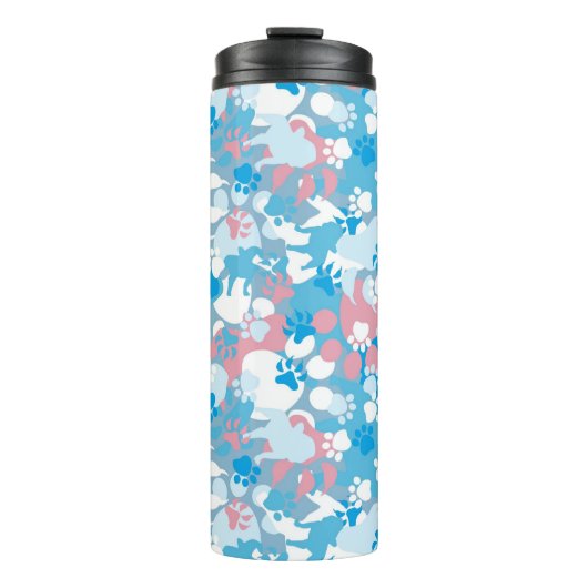 Dog Pink en Blue Camouflage Pattern Thermosbeker (Voorkant)