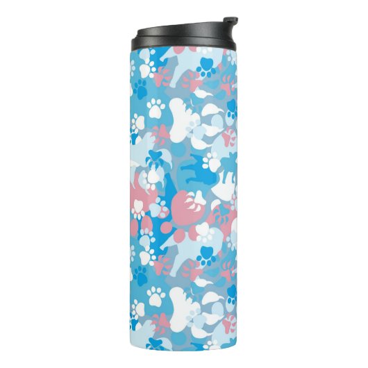 Dog Pink en Blue Camouflage Pattern Thermosbeker (Gedraaid links)