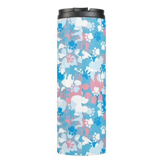 Dog Pink en Blue Camouflage Pattern Thermosbeker (Achterkant)