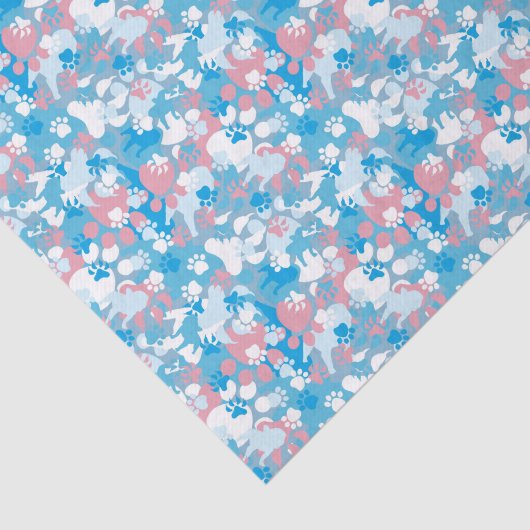 Dog Pink en Blue Camouflage Pattern Tissuepapier (Detail)