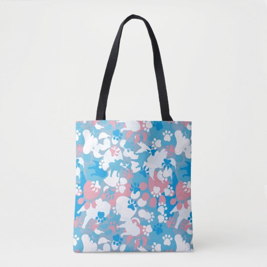 Dog Pink en Blue Camouflage Pattern Tote Bag (Voorkant)