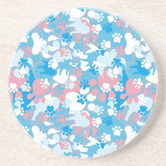 Dog Pink en Blue Camouflage Pattern Zandsteen Onderzetter (Voorkant)