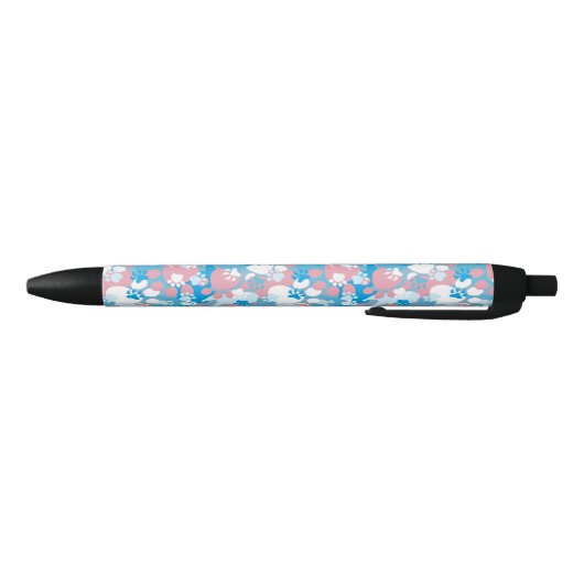 Dog Pink en Blue Camouflage Pattern Zwarte Inkt Pen (Bodem)