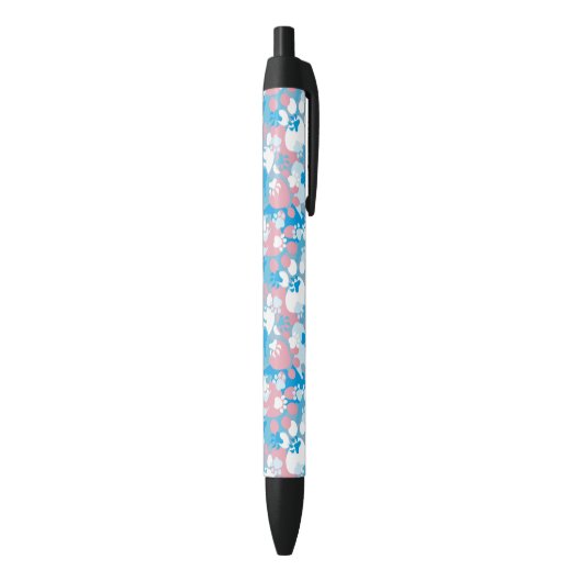 Dog Pink en Blue Camouflage Pattern Zwarte Inkt Pen (Achterkant (Verticaal))
