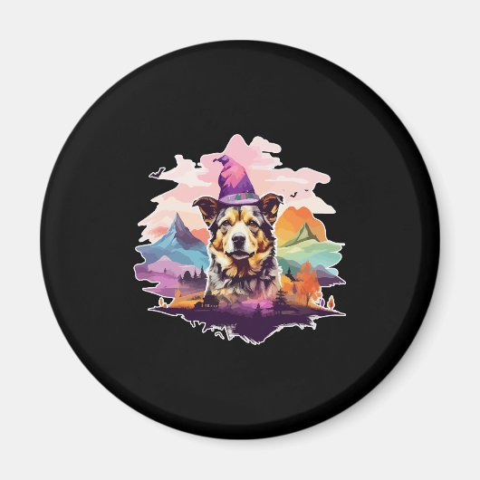 Dog Pink Halloween Magneet (Voorkant)