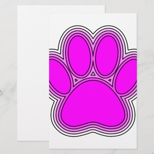 Dog Pink in roze met contouren Briefpapier (Voorkant / Achterkant)