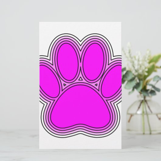 Dog Pink in roze met contouren Briefpapier (Staand voorkant)