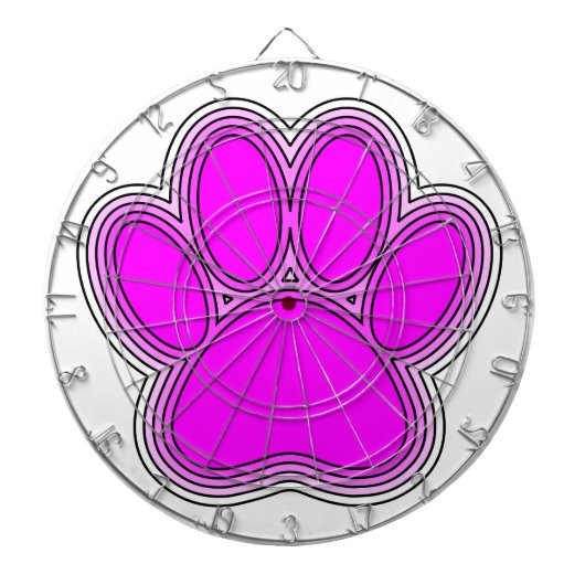 Dog Pink in roze met contouren Dartbord (Voorkant)