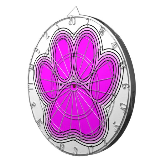 Dog Pink in roze met contouren Dartbord (Voorkant Rechts)